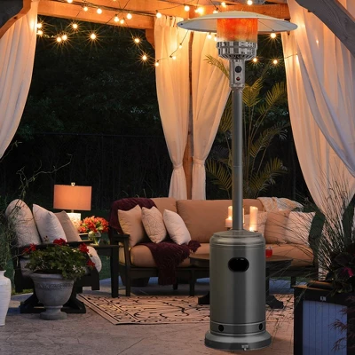 Costway 50000 BTU Propane Patio Heater Standing LP Gas Steel W/ Wheels Grey 3 Costway 50000 BTU Propane Patio Heater Standing LP Gas Steel W/ Wheels Grey