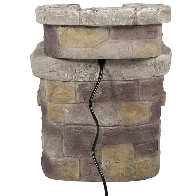 Sunnydaze Decor Sunnydaze 21"H Electric Polyresin 3-Tier Brick Steps Outdoor Water Fountain With LED Light 7 Sunnydaze Decor Sunnydaze 21"H Electric Polyresin 3-Tier Brick Steps Outdoor Water Fountain With LED Light - Image 5