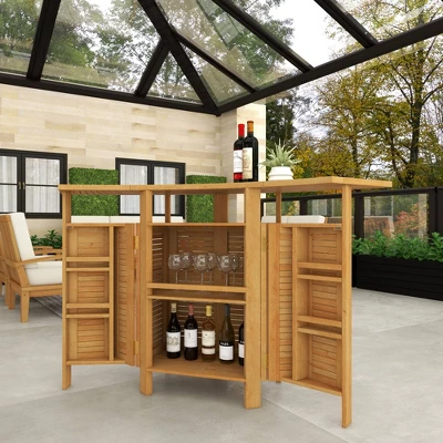 Patio Bar Table Teak - Olivia & May 10 Patio Bar Table Teak - Olivia & May - Image 8