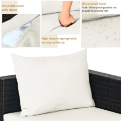 Costway 5PCS Patio Rattan Furniture Set Sectional Conversation Sofa Off White -Garden & Outdoors GUEST 89885ce1 e8f6 4ecc 82e2 78c7c79fe655