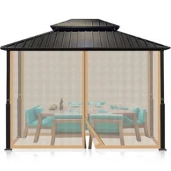 Aoodor Gazebo Netting Black 12' X 10' Polyester Screen Replacement 4 Panel Sidewalls For Patio (Only Netting) -Garden & Outdoors GUEST 8a7d0bf2 ff93 4b56 af8f 1d14af4f6675