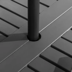 Outsunny 6 Piece Patio Dining Set, Outdoor Poplar Wood Furniture Set, Umbrella Hole Table And Chairs With Bench, Dark Gray -Garden & Outdoors GUEST 8aeeef2d 8c49 4d9b 802f 7bfd3b30662c