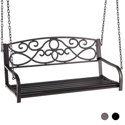 Tangkula Patio Hanging Porch Swing Outdoor 2-Person Metal Swing Bench Chair W/ Chains 11 Tangkula Patio Hanging Porch Swing Outdoor 2-Person Metal Swing Bench Chair W/ Chains - Image 9
