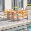 Waimea 4pc Honey Slatted Eucalyptus Wood Patio Dining Set With Bench & Cushions - Vifah -Garden & Outdoors GUEST 8bcc40a1 4ea0 4033 a352 15136fc6d258