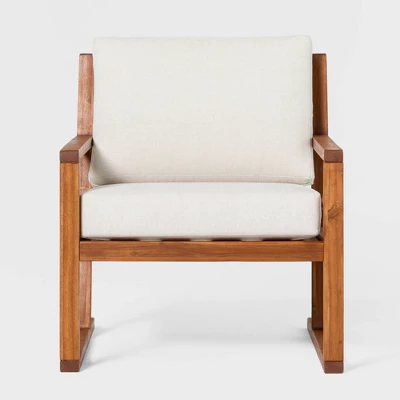 Saracina Home Modern Slat-Back Acacia Outdoor Arm Chair With Cushions 7 Saracina Home Modern Slat-Back Acacia Outdoor Arm Chair With Cushions - Image 5