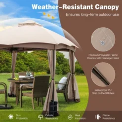 Costway 10x10 FT 2-Tier Patio Gazebo Canopy Netting Heavy-Duty Metal Easy-Setup Outdoor -Garden & Outdoors GUEST 8db0880b ae08 42da a793 f09e9307d7ae