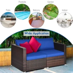 Costway 4PCS Patio Rattan Corner Sofa Sectional Furniture SetBlueBeigeNavy Cushion -Garden & Outdoors GUEST 8dfa71e9 3077 4bfa bf0f a13d8a67a683
