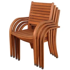 Arizona 9pc Patio Eucalyptus Wood Dining Set - International Home Miami -Garden & Outdoors GUEST 8e05b88c 2ae9 4774 90a0 fdf9de55ba98