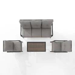 4pc Dahlia Outdoor Steel Sofa Set Taupe/Matte Black - Crosley -Garden & Outdoors GUEST 8e87a006 8867 4798 9311 5906a801d7c3