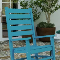 Merrick Lane Set Of 2 Contemporary Rocking Chairs, All-Weather HDPE Indoor/Outdoor Rockers In Blue -Garden & Outdoors GUEST 8fcc4191 3347 4ed8 90f4 083ed01394b0