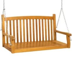 Best Choice Products 48in Wooden Curved Back Hanging Porch Swing Bench For Patio, Deck W/ Mounting Chains -Garden & Outdoors GUEST 8fe933b3 61b4 4a13 bee6 f4a10e0a3b33