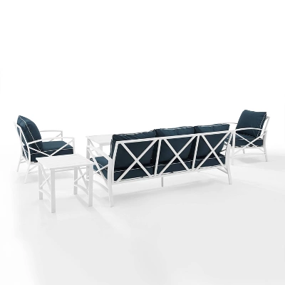 Kaplan 5pc Outdoor Sofa Set With Sofa & 2 Chairs With Coffee Table & Side Table - Crosley 4 Kaplan 5pc Outdoor Sofa Set With Sofa & 2 Chairs With Coffee Table & Side Table - Crosley - Image 2