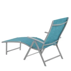 3pc Outdoor Aluminum Folding Adjustable Chaise Lounge Chair And Table Set Blue - Crestlive Products -Garden & Outdoors GUEST 90e34de8 9a21 48ed 9777 af37decda72a