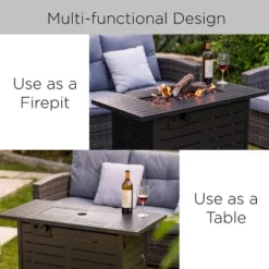 Kinger Home Propane Fire Pit Table 42-inch, 50,000 BTU CSA Certified, Rattan Wricker Aluminum Frame, Accessories Included -Garden & Outdoors GUEST 91122ae8 f4e1 405d 9813 518c3cb452cb