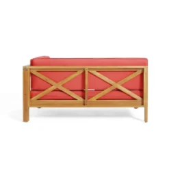 2pc Brava Outdoor Acacia Wood Right Arm Loveseat & Coffee Table With Cushion Teak/Red - Christopher Knight Home 17 2pc Brava Outdoor Acacia Wood Right Arm Loveseat & Coffee Table With Cushion Teak/Red - Christopher Knight Home -Garden & Outdoors GUEST 916fda4f ae99 4257 8620 8f6eac101529