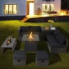 Tangkula 9PCS Outdoor Patio Furniture Set With 30" Propane Fire Pit Table PE Wicker Space-Saving Sectional Sofa Set W/ Storage Box & Cushions -Garden & Outdoors GUEST 9248bec6 95f3 444b bd85 339a70adc810