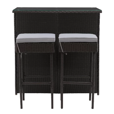 Parksville Patio Bar Set With Cushions - Black/Gray - CorLiving 9 Parksville Patio Bar Set With Cushions - Black/Gray - CorLiving - Image 7