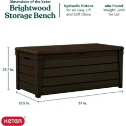 Keter Brightwood 120 Gallon All Weather Weatherproof Resin Outdoor Backyard Patio Porch Garden Deck Storage Bench With Easy Lift, Brown (2 Pack) -Garden & Outdoors GUEST 9512a437 82ef 440f 8bb4 60f02049fc8b