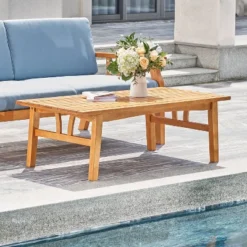 Kapalua Honey Nautical Eucalyptus Wooden Outdoor Table - Vifah