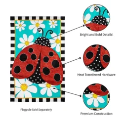 Evergreen Ladybug With Daisies Applique House Flag 28 X 44 Inches Outdoor Decor For Homes And Gardens -Garden & Outdoors GUEST 958346de dde2 4b82 b6ec 4e6ac6546bbe