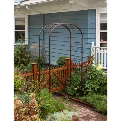 Achla Designs 99" Elegant Handcrafted Ferro Firenze Iron Garden Arbor Roman Bronze Powder Coated 9 Achla Designs 99" Elegant Handcrafted Ferro Firenze Iron Garden Arbor Roman Bronze Powder Coated - Image 7