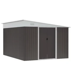 Outsunny 11' X 9' Steel Garden Storage Shed Outdoor Metal Lean To Tool House With Double Sliding Lockable Doors & 2 Air Vents -Garden & Outdoors GUEST 9750df79 7964 4f11 a00c d8595f5611c9