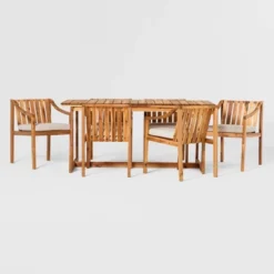 7pc Modern Slatted Wood Outdoor Dining Set - Saracina Home 15 7pc Modern Slatted Wood Outdoor Dining Set - Saracina Home -Garden & Outdoors GUEST 97b97aff 19ee 4550 9126 93ae4bc68f53