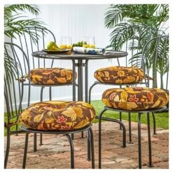 4pk 15" Timberland Floral Outdoor Bistro Chair Cushions - Kensington Garden