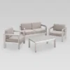 Aviara 4pc Aluminum Chat Set - Silver/Khaki - Christopher Knight Home -Garden & Outdoors GUEST 98131262 818e 4f4f a216 b0ace3376b58