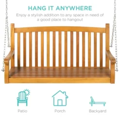 Best Choice Products 48in Wooden Curved Back Hanging Porch Swing Bench For Patio, Deck W/ Mounting Chains -Garden & Outdoors GUEST 98ab2c73 9828 4a24 97e1 3d81bb25622b