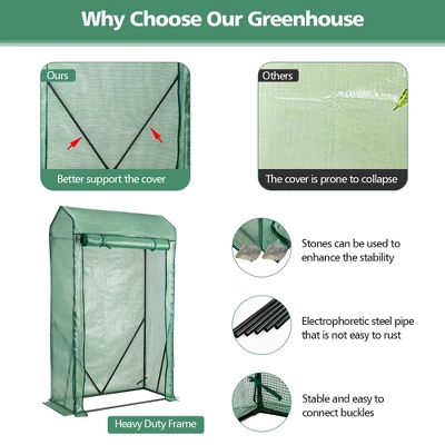 Costway 39'' X 20'' X 67'' Walk-in Garden Greenhouse Hot House Tomato Plant Warm House 10 Costway 39'' X 20'' X 67'' Walk-in Garden Greenhouse Hot House Tomato Plant Warm House - Image 8