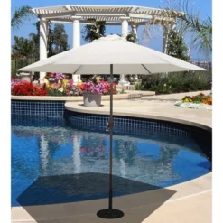 9' X 9' Round Aluminum Patio Umbrella Antique White - Tropishade