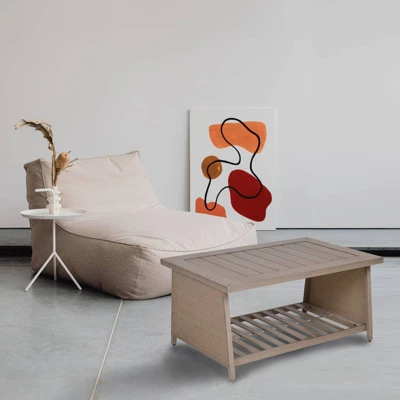 Aluminum Patio Chat Table With Bottom Shelf - Natural - WELLFOR 9 Aluminum Patio Chat Table With Bottom Shelf - Natural - WELLFOR - Image 7