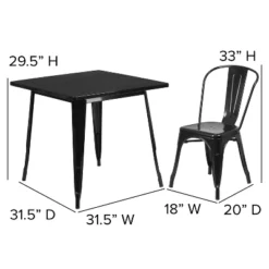 Flash Furniture Commercial Grade 31.5" Square Metal Indoor-Outdoor Table Set With 4 Stack Chairs -Garden & Outdoors GUEST 9af6864c 0f84 4213 8619 89080030dfc4