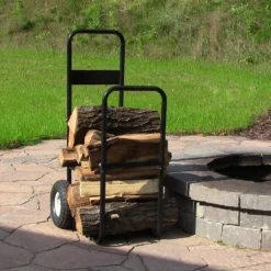 Sunnydaze Decor Sunnydaze Indoor/Outdoor Steel Rolling Firewood Log Cart Carrier With Wheels - 1/8 Face Cord - Black -Garden & Outdoors GUEST 9b2d0b47 065e 47bd 8b4d 0e979c67fc82