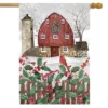 Barn In Snow Winter House Flag 40" X 28" Briarwood Lane