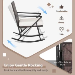 Costway 3PCS Patio Rattan Wicker Rocking Chairs Table Bistro Set Cushioned Rocker Garden -Garden & Outdoors GUEST 9b9b5b9e f620 4ce0 82e2 b8f88037bb8c