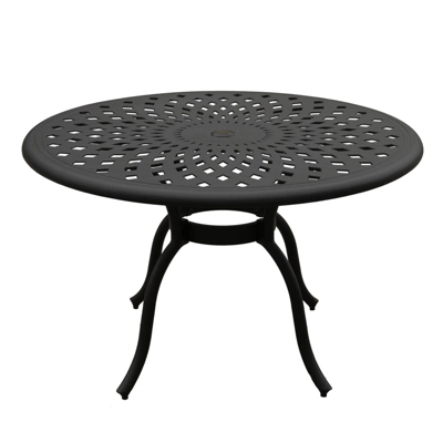 5pc Patio Dining Set With 48" Modern Ornate Outdoor Mesh Aluminum Round Table & Modern Chairs - Black - Oakland Living 3 5pc Patio Dining Set With 48" Modern Ornate Outdoor Mesh Aluminum Round Table & Modern Chairs - Black - Oakland Living