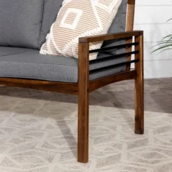 Saybrook Modern Metal And Wood Patio Loveseat - Gray/Dark Brown - Saracina Home -Garden & Outdoors GUEST 9d3c59a7 d784 409b 8d9b 2ff43d11dbb3