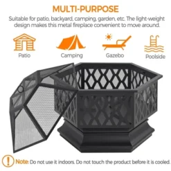 Yaheetech 28" Steel Fire Pit Outdoor Fireplace, Black 13 Yaheetech 28" Steel Fire Pit Outdoor Fireplace, Black -Garden & Outdoors GUEST 9de14b8e 2acd 49d7 a416 a0992d0c18d7