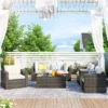 7pc Wicker Patio Set With Cushions & Storage Box - Gray/Beige - GODEER -Garden & Outdoors GUEST 9f038436 f9c8 484f 939a 006fde8fdfbe