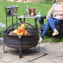 Sunnydaze Decor Sunnydaze Outdoor Camping Or Backyard Large Round Cauldron Fire Pit Bowl With Log Poker And Spark Screen - 29" -Garden & Outdoors GUEST 9f5bde51 bf10 4fed ac7e f725da595e62
