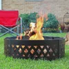 Sunnydaze Decor Sunnydaze Outdoor Heavy-Duty Steel Portable Large Round Crossweave Cut Out Fire Pit Ring - 36" - Black