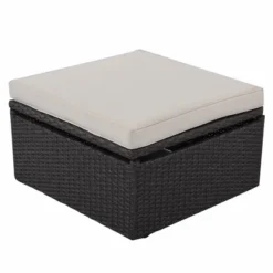 4pc Outdoor Wicker Rectangle Daybed With Canopy & Cushions - Beige - GODEER -Garden & Outdoors GUEST a0787187 de15 4077 b4c6 edec8873fc2e