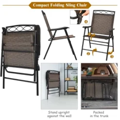 Costway 3 PCS Bistro Conversation Patio Pub Dining Set W/ 2 Folding Chairs & Glass Table -Garden & Outdoors GUEST a0d18d80 222f 4d50 aaa2 5e930d83bf71