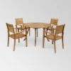 Wells 5 Pc Acacia Wood Round Dining Set Teak Finish - Christopher Knight Home -Garden & Outdoors GUEST a0d8974a f1ef 4e28 bdf0 29e9ce5a1d2c
