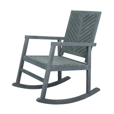 Ned Modern Chevron-Back Acacia Wood Patio Outdoor Rocking Chair - JONATHAN Y 10 Ned Modern Chevron-Back Acacia Wood Patio Outdoor Rocking Chair - JONATHAN Y - Image 8