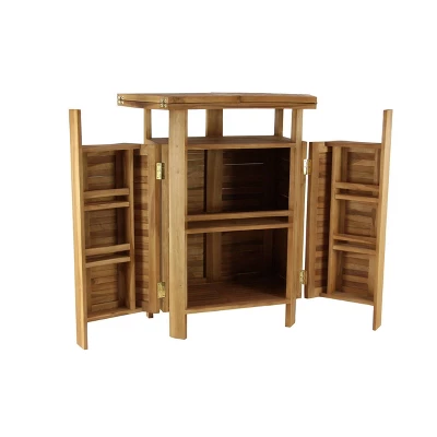 Patio Bar Table Teak - Olivia & May 4 Patio Bar Table Teak - Olivia & May - Image 2