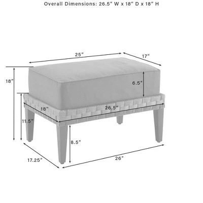 Prescott Outdoor Wicker Ottoman - Taupe/Brown - Crosley 9 Prescott Outdoor Wicker Ottoman - Taupe/Brown - Crosley - Image 7