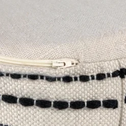 Northlight 18" Striped Cream And Black Outdoor Woven Pouf Ottoman -Garden & Outdoors GUEST a239571e 92c4 44a5 a0b4 f486ca5d66cc